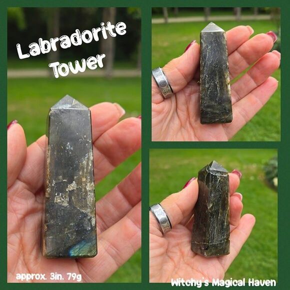 Labradorite Crystal Four Corner Intuition Manifestation Tower - Picture 1 of 5